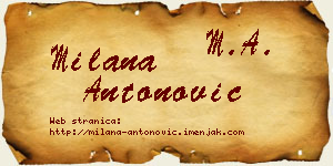 Milana Antonović vizit kartica